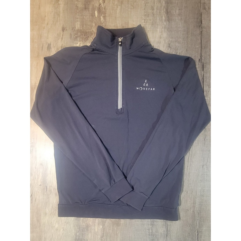 TravisMathew Mens Navy Blue Morefar Logo Quarter Zip Pullover Sweatshirt S